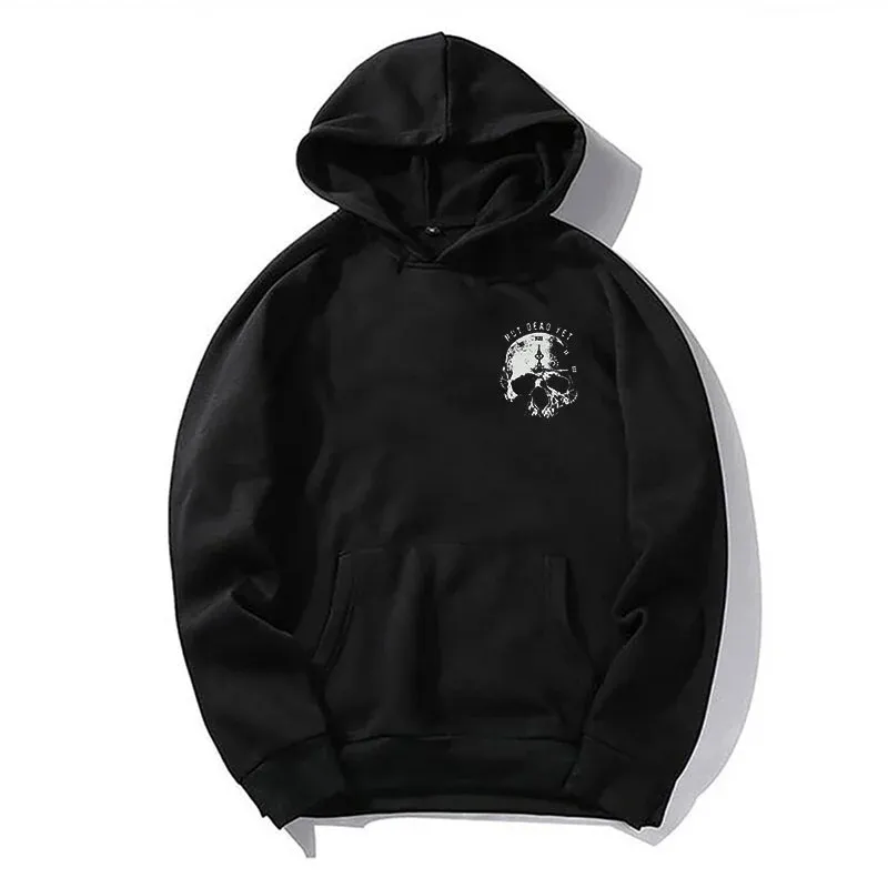 NOT DEAD YET Live Clock Casual Graphic Black Print Hoodie