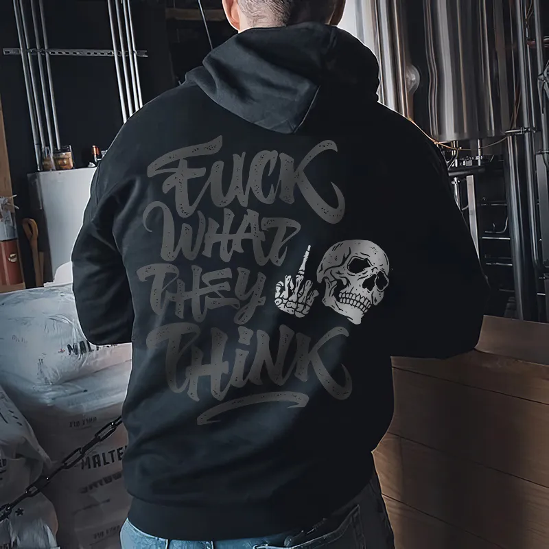 Fuck What They Think And Punk Skull Printed Mens Hoodies