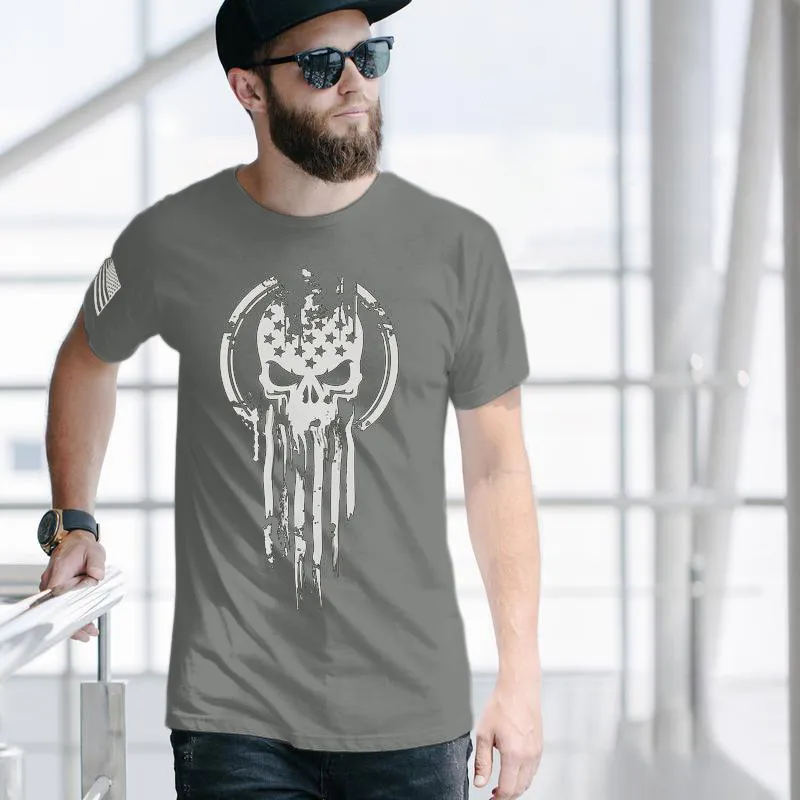 American Soldier T-Shirt - Casual Crew Collar, Short Sleeves, Lightweight Cotton Shirt, Suitable For All Seasons - Men'S Wear, Top