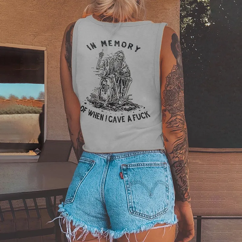 In Memory Of When I Gave A Fuck Printed Casual Vest