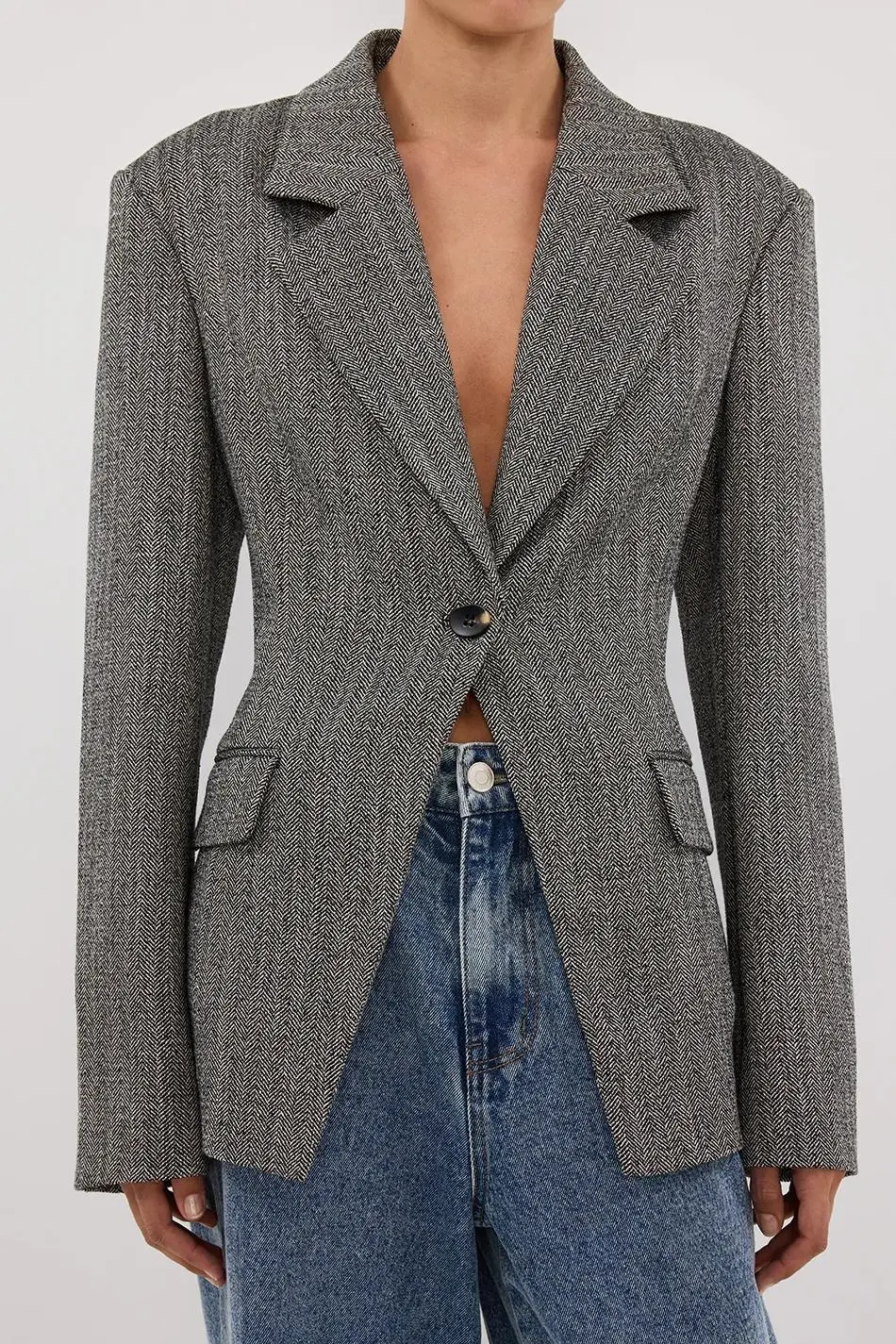 MERRITT CHARCOAL CINCHED BLAZER