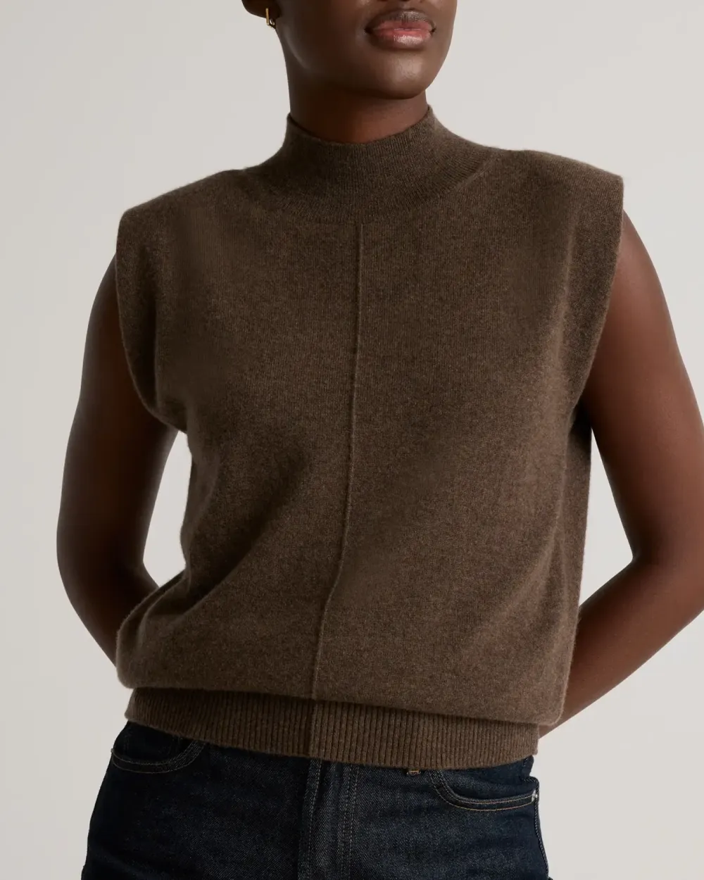 Padded-Shoulder Sweater Tank