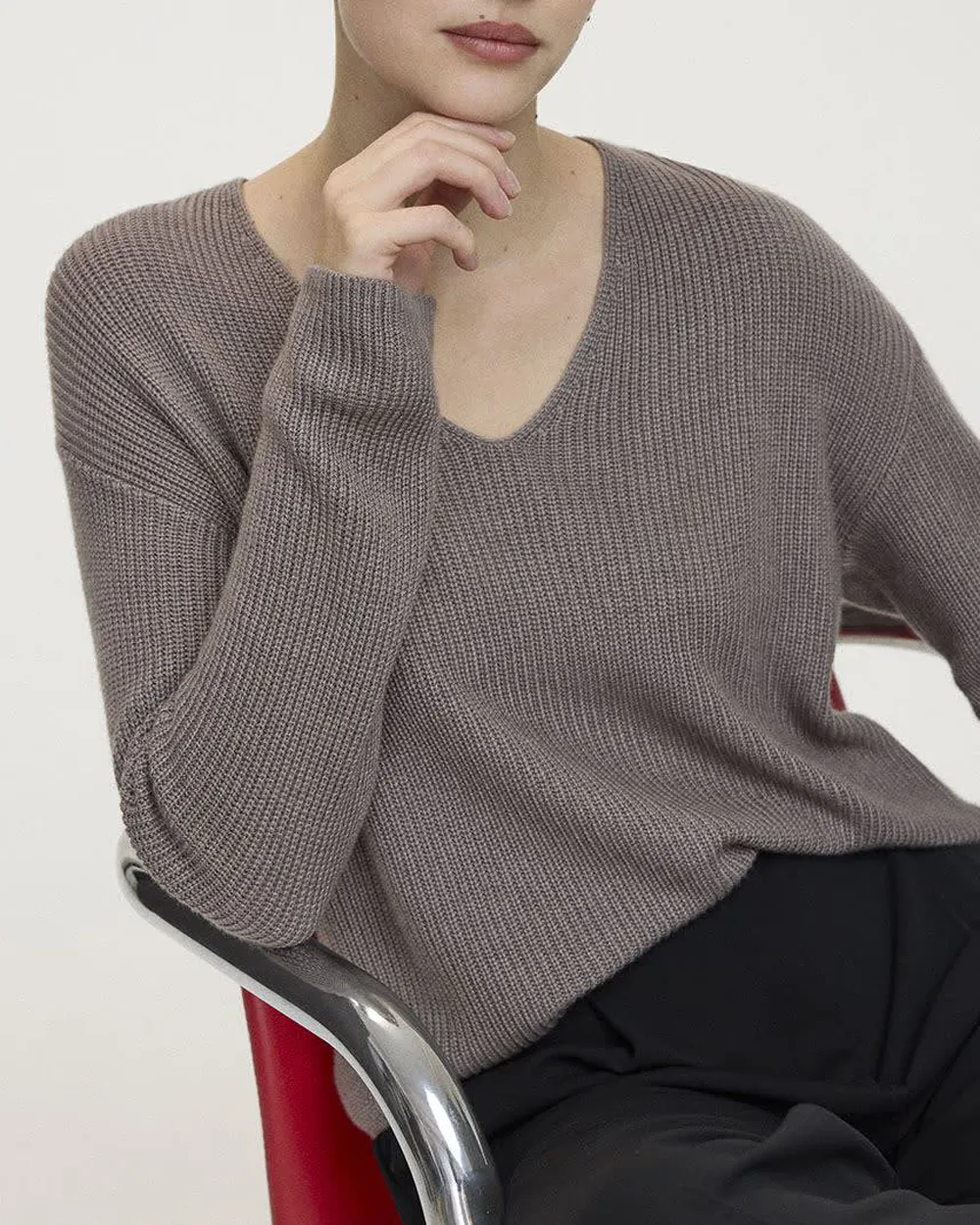 Cashmere-Blend V-Neck Sweater