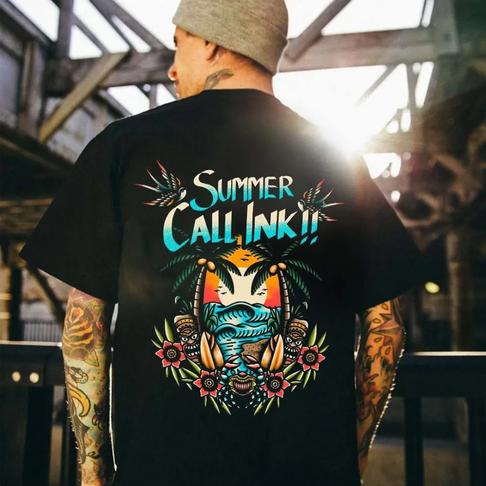 Summer Call Ink Printed Men's T-shirt