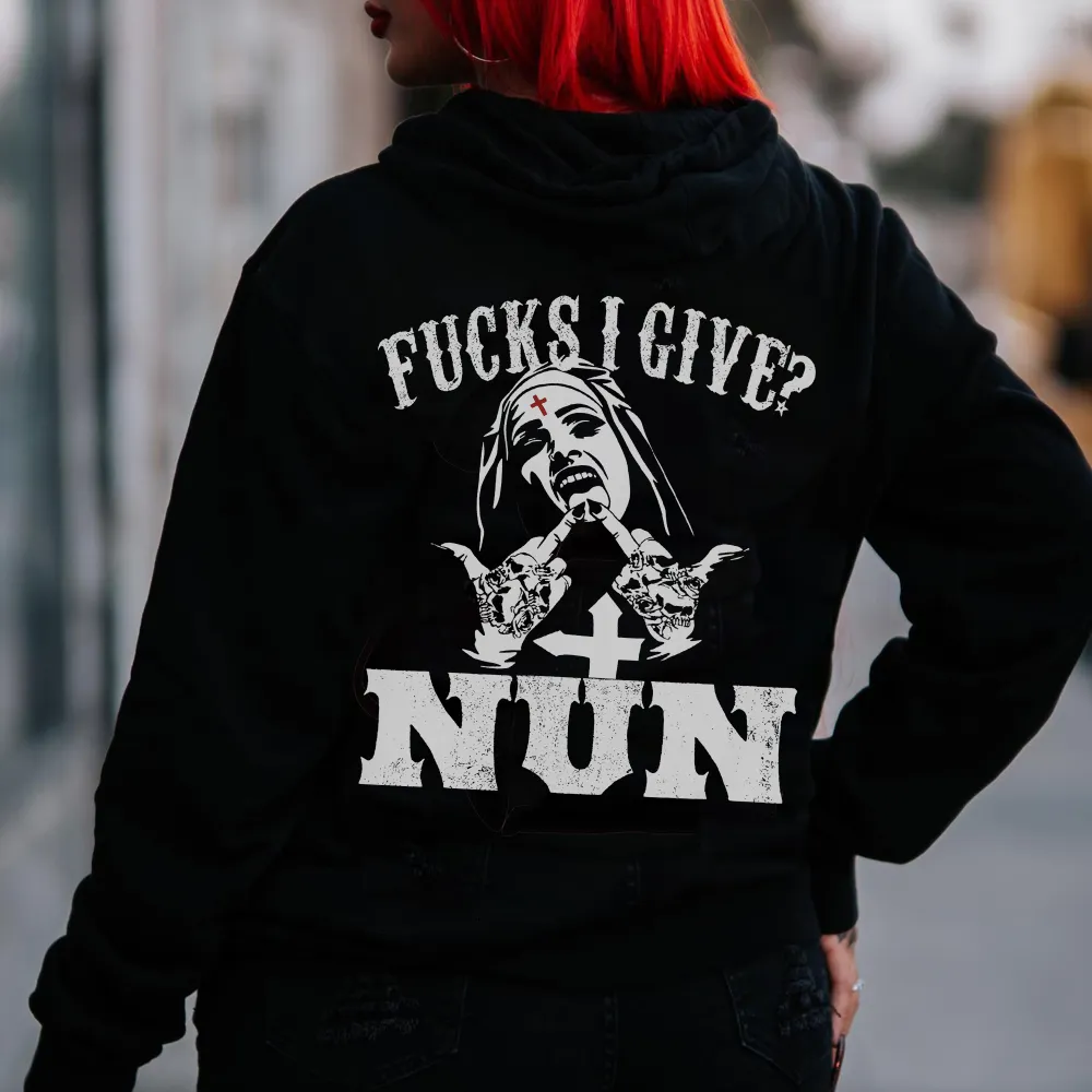 F*cks I Give? Nun Printed Oversized Hoodie
