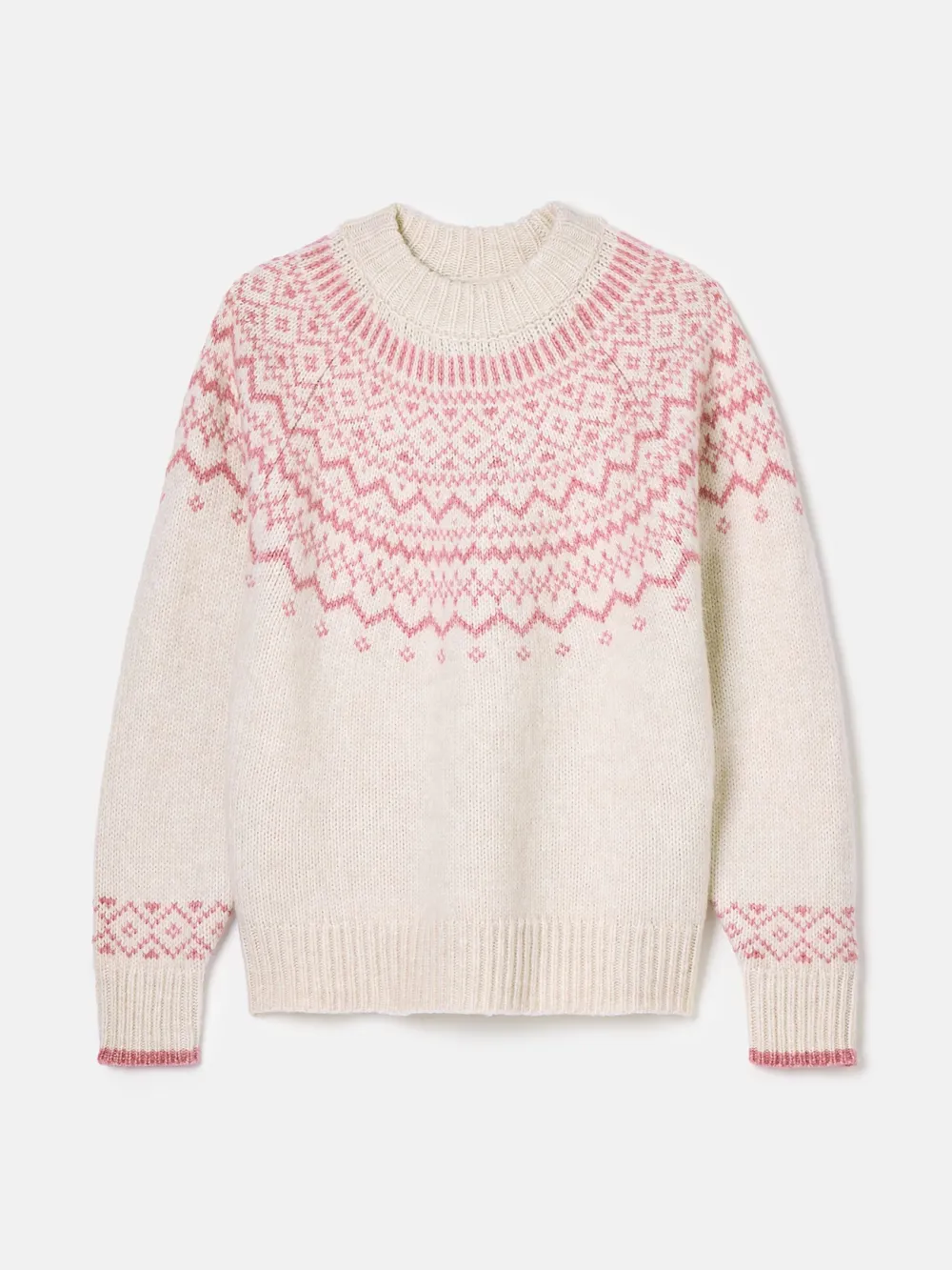 Charlotte Cream Crew Neck Fairisle Pattern Jumper