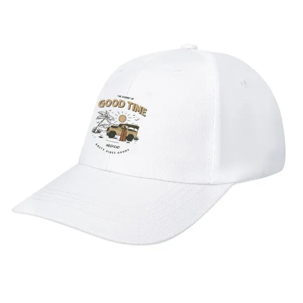 Good Time Weekend Salty Vibes Goods Printed Bent Rubber Baseball Cap