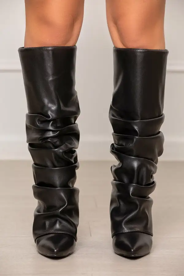 Zumma Ruched Wedge Boot (Black)- FINAL SALE