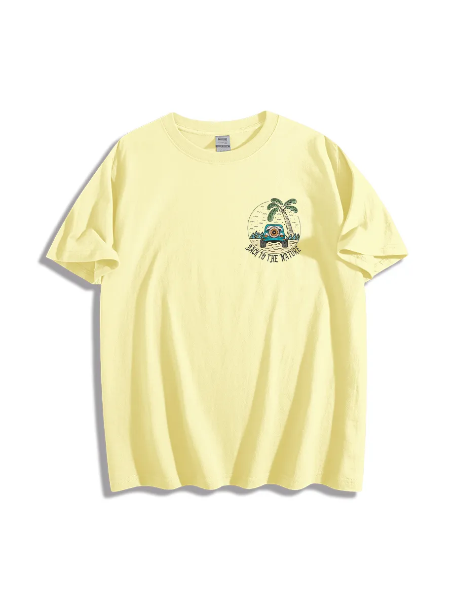 Shakeurbrain Hombres Camiseta con letra con estampado tropical