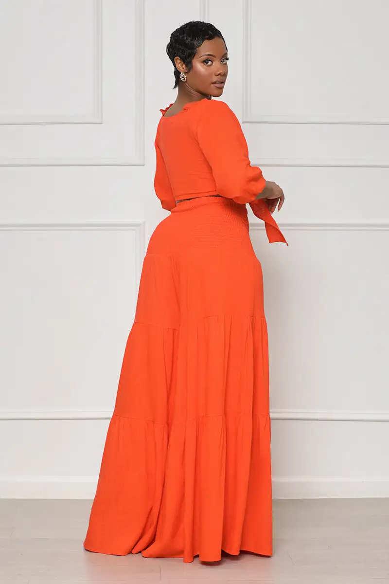 Color Splash Wide Leg Pants Set (Orange)