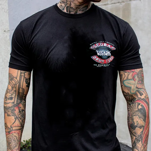 Escobar cocaine drug lord portrait printed fitness T-shirt