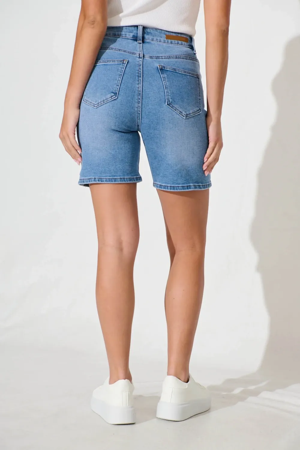 Light Blue Denim High Waist Shorts