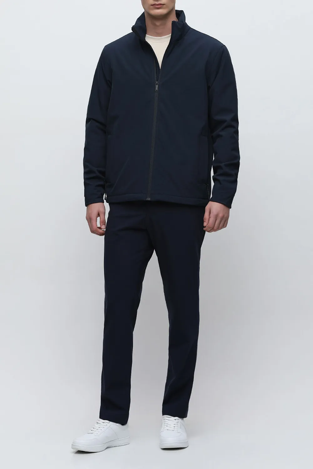 Navy Blue High Neck Padded Jacket