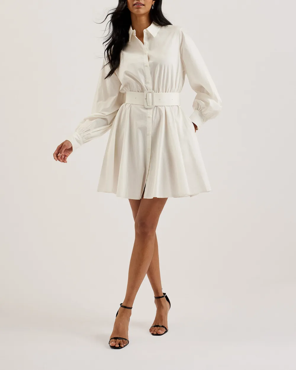 Jurua Long Sleeve Shirt Mini Dress White