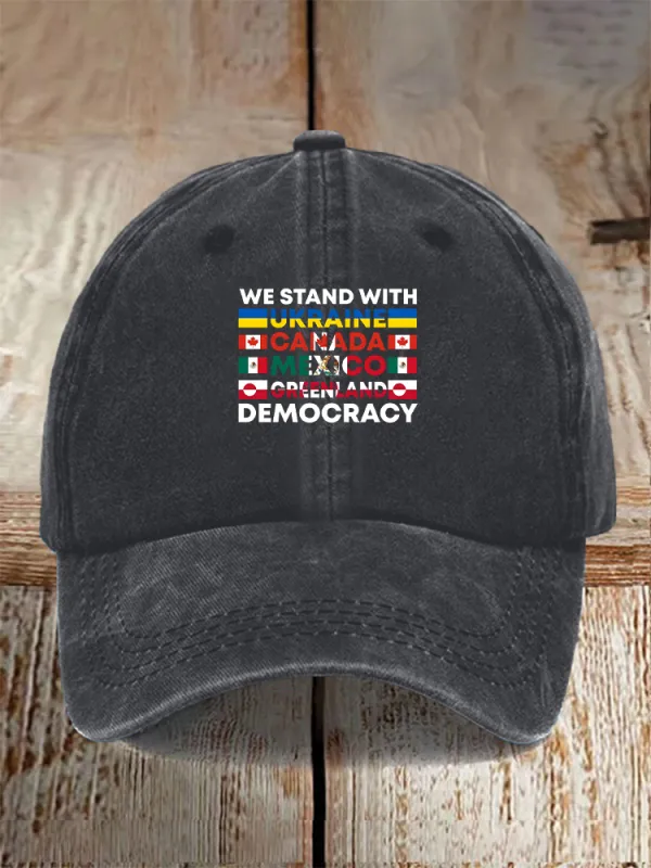 Men And Women's We Stand With Them Washed Baseball Cap