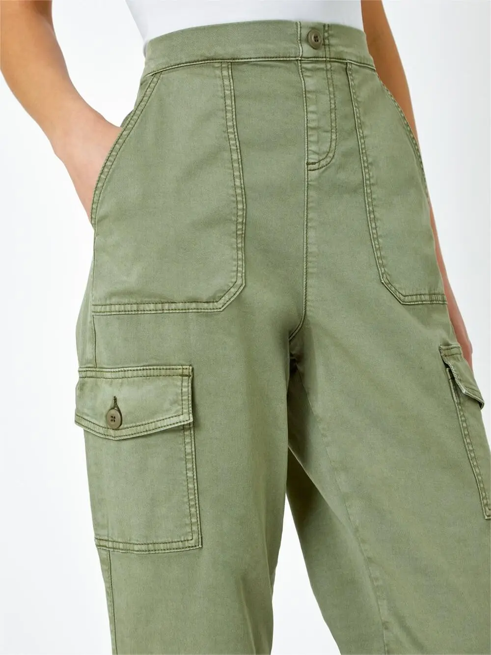 Olive Green Casual Overalls