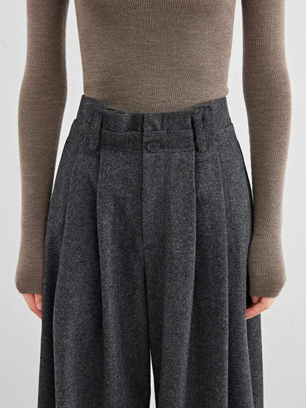 Plain High Waist Wide Leg Pants