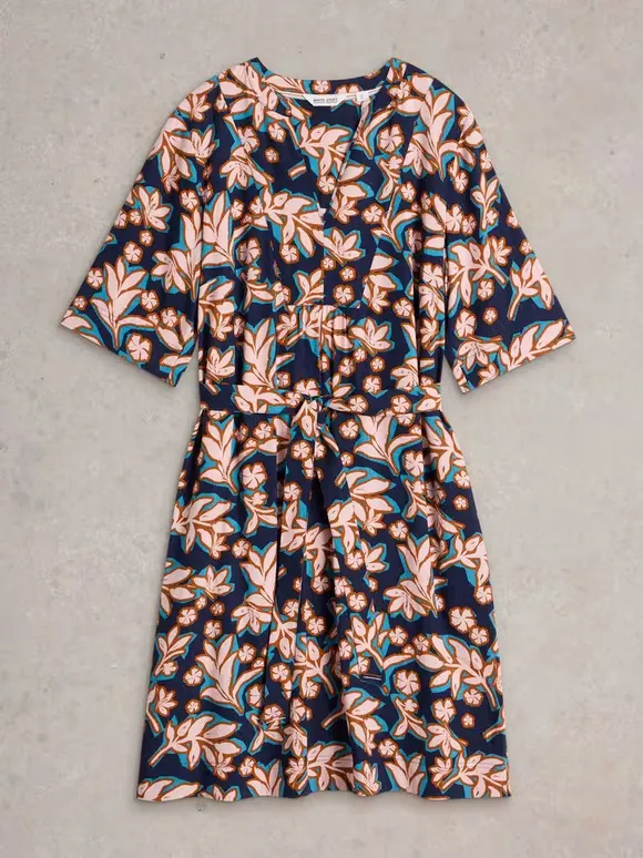 Ash Shift Dress In Navy Print