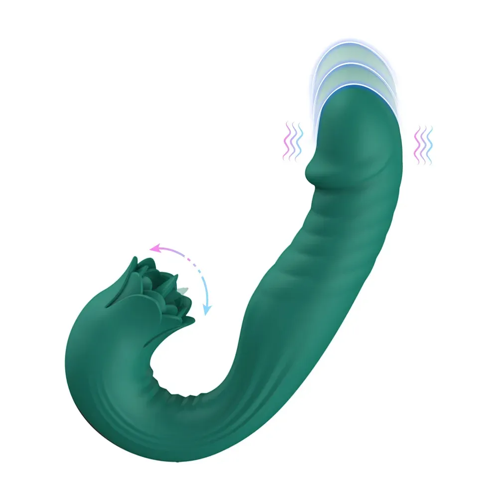 3-in-1 Thrusting Vibrator Sex Toys: 7 Slaps, 7 Vibrations, 5 Tongue Licks and Sucks, G-spot Stimulation with Nipple and Anal Stimulation Functions