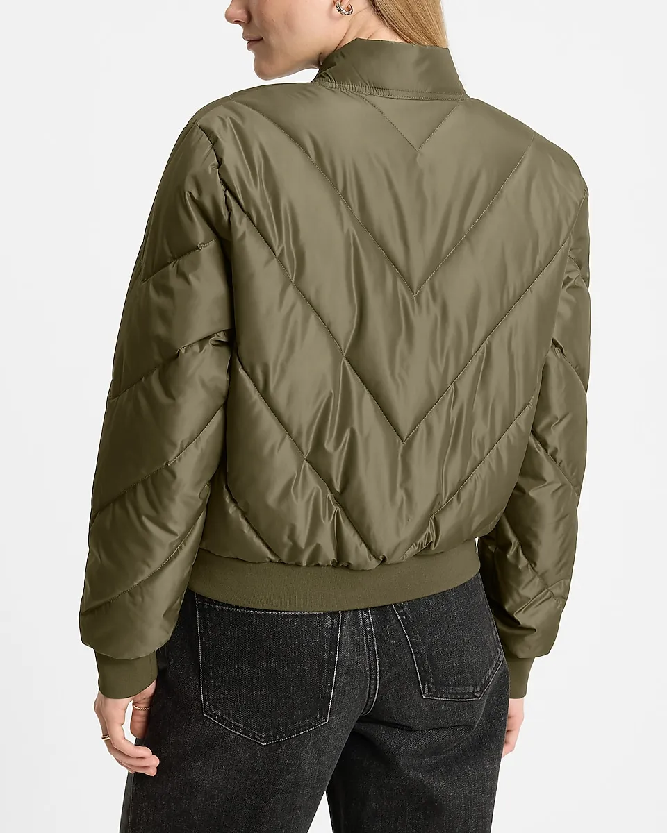 Cropped Puffer Bomber Jacket