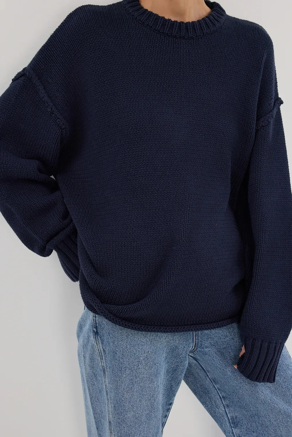 ROY NAVY LONGLINE KNIT JUMPER