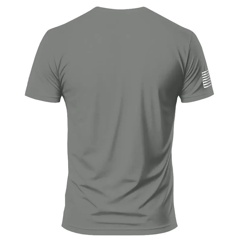 American Soldier T-Shirt - Casual Crew Collar, Short Sleeves, Lightweight Cotton Shirt, Suitable For All Seasons - Men'S Wear, Top