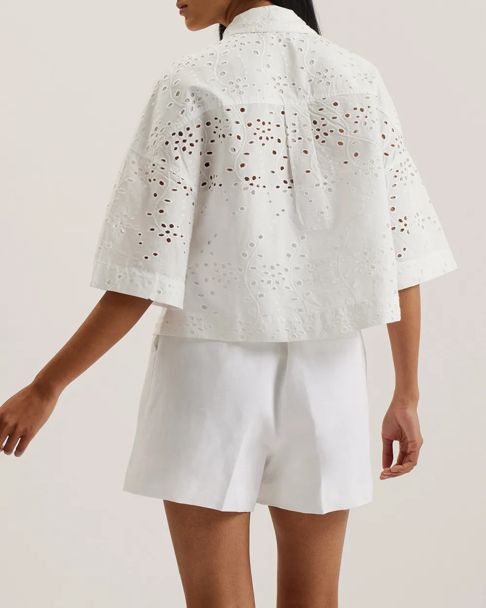 Kilkis Broderie Cropped Shirt White