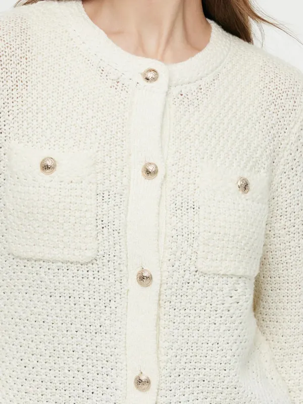 Openwork Long Sleeve Knitted Women Cardigan