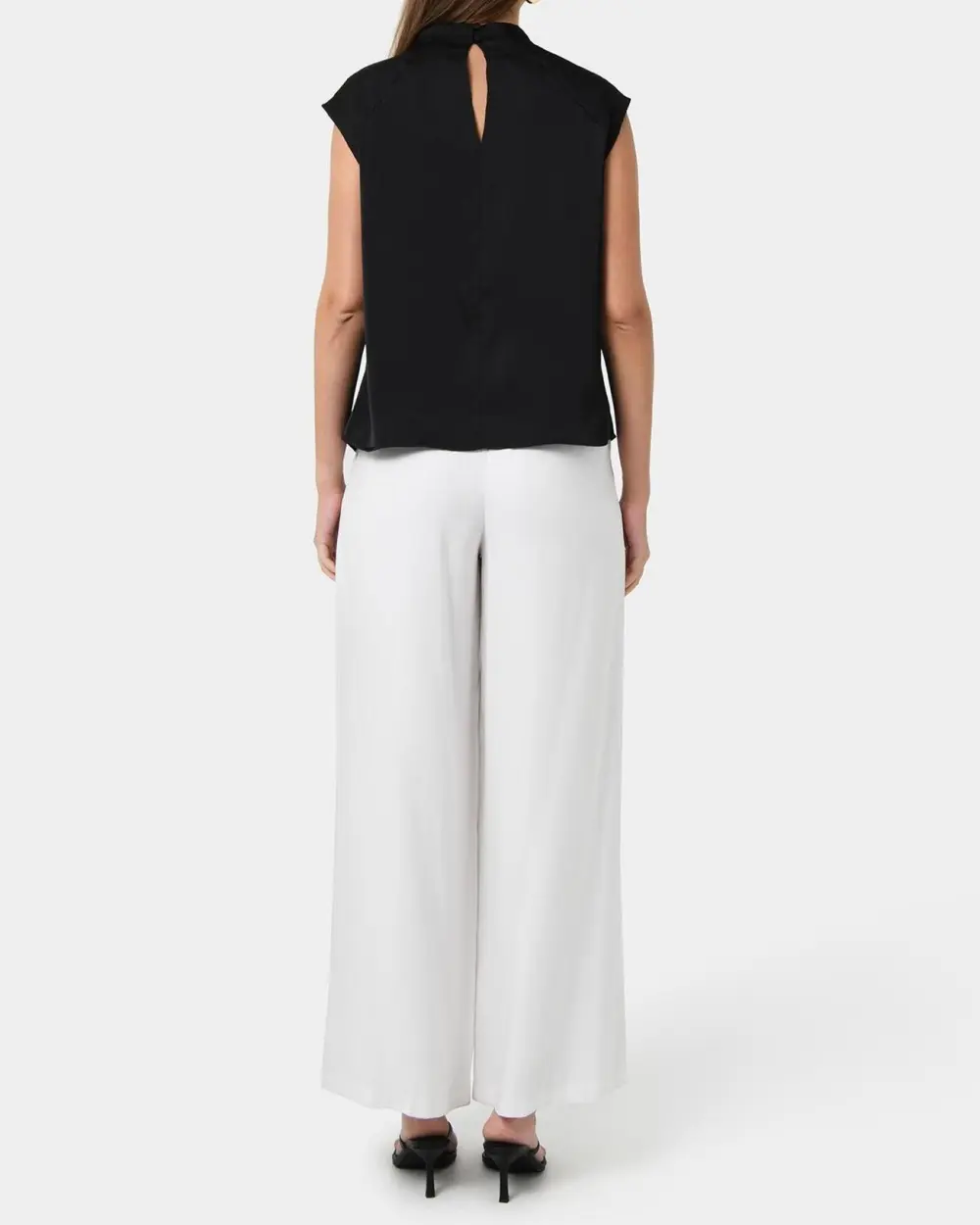 Crew Neck Pleated Satin Top