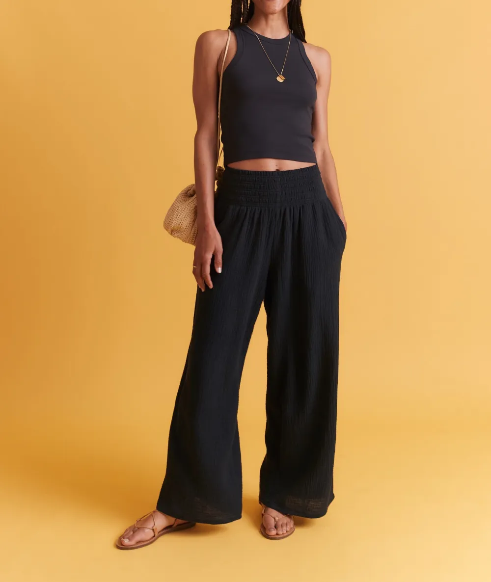 Black Double Cloth Palazzo Pant