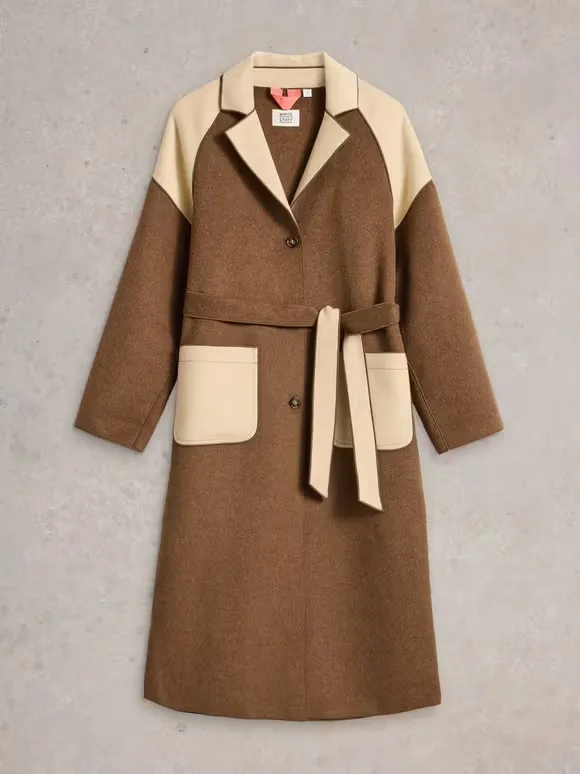 Sabine Wool Blend Coat In Natural Multi