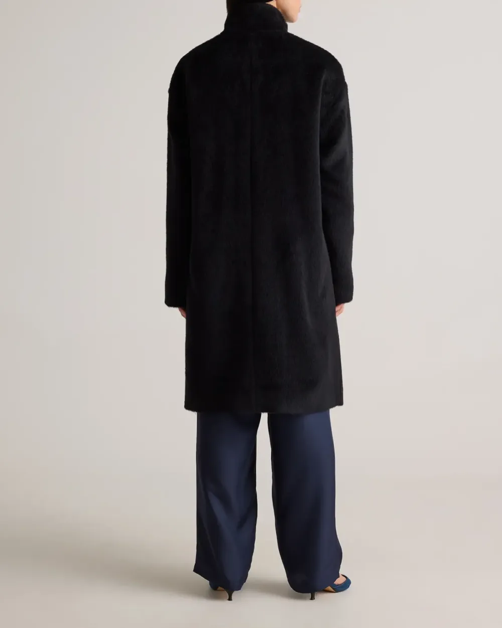 Alpaca-Wool Stand Collar Coat