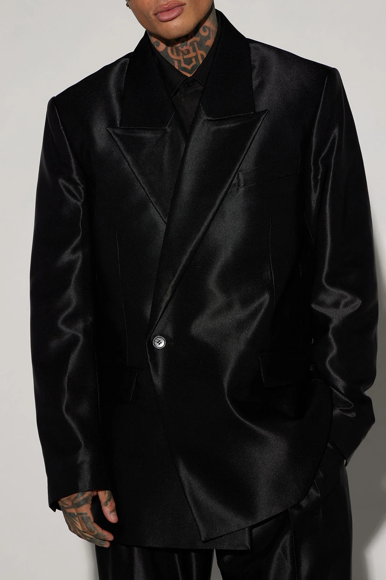 Call On Me Boxy Double Breasted Suit Jacket - Black