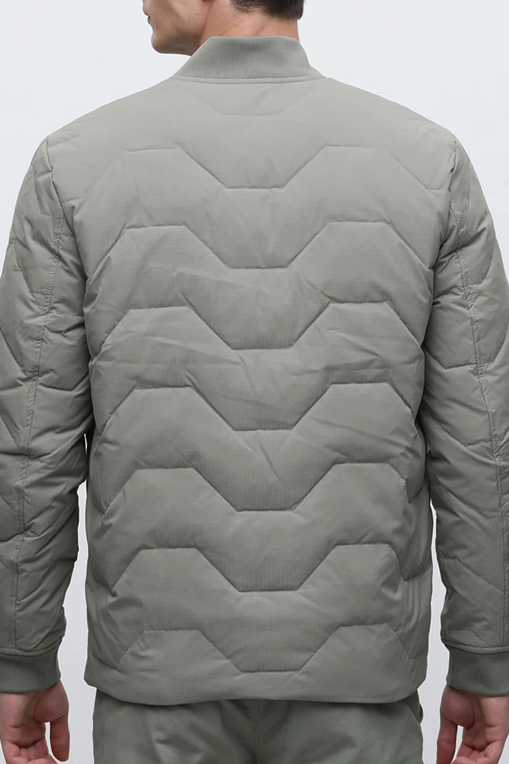 GREEN QUILTED REDOWN BOMBER JACKET