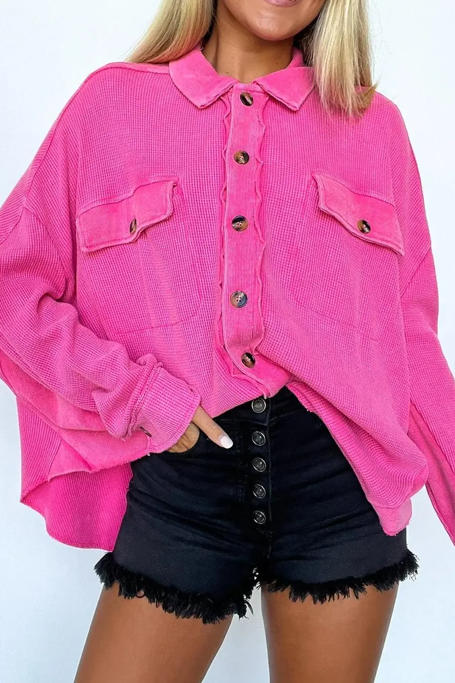 Rose Red Button Fashion Jacket