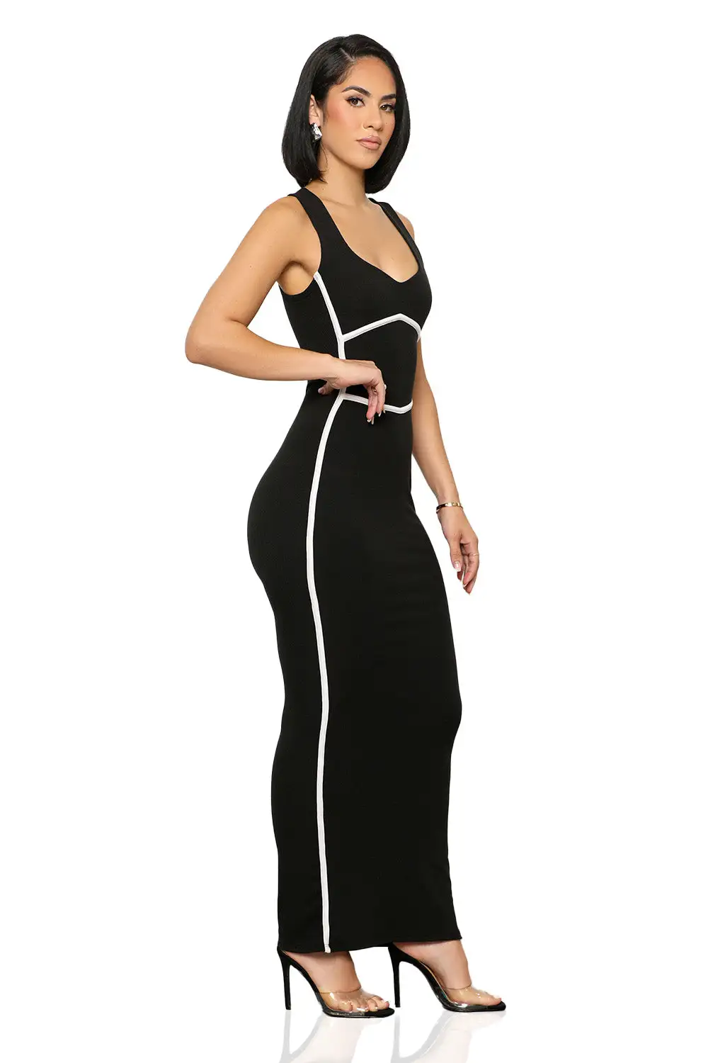 Draw The Line Ribbed Dress (Black)