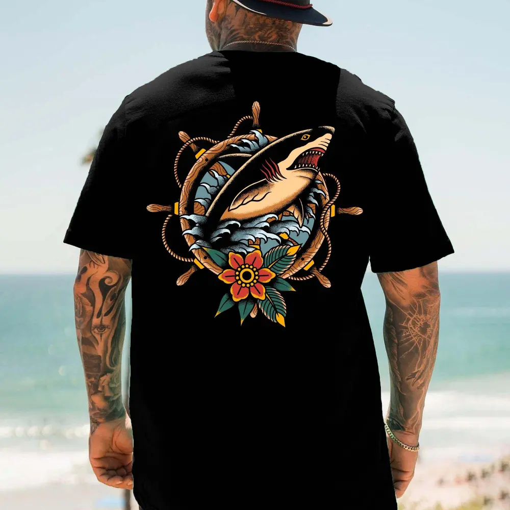 Ferocious Shark Printed Men's T-shirt