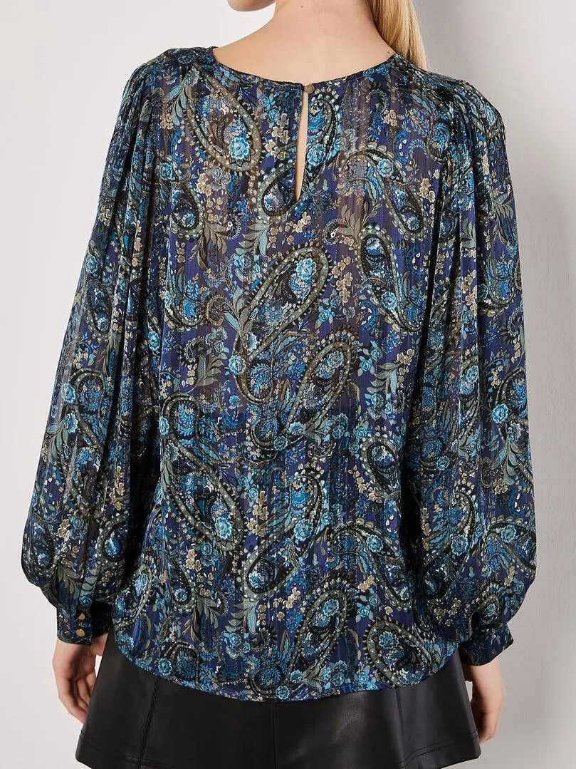 Paisley Sparkle Self Stripe Blouse