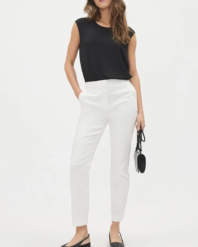 Basic Silky Crepe Cap Sleeve Blouse