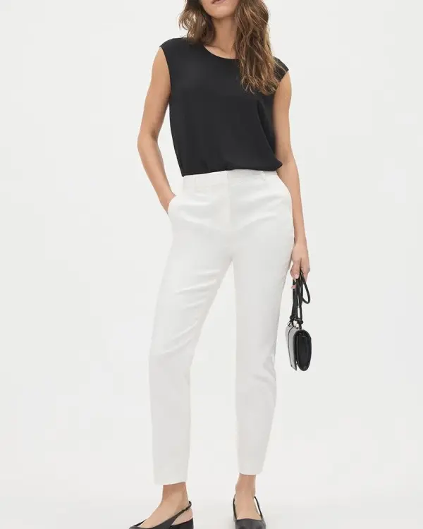 Basic Silky Crepe Cap Sleeve Blouse