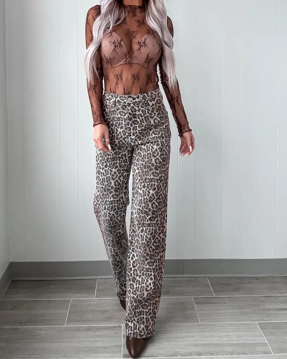 Savanna Front Seam Jeans - Leopard