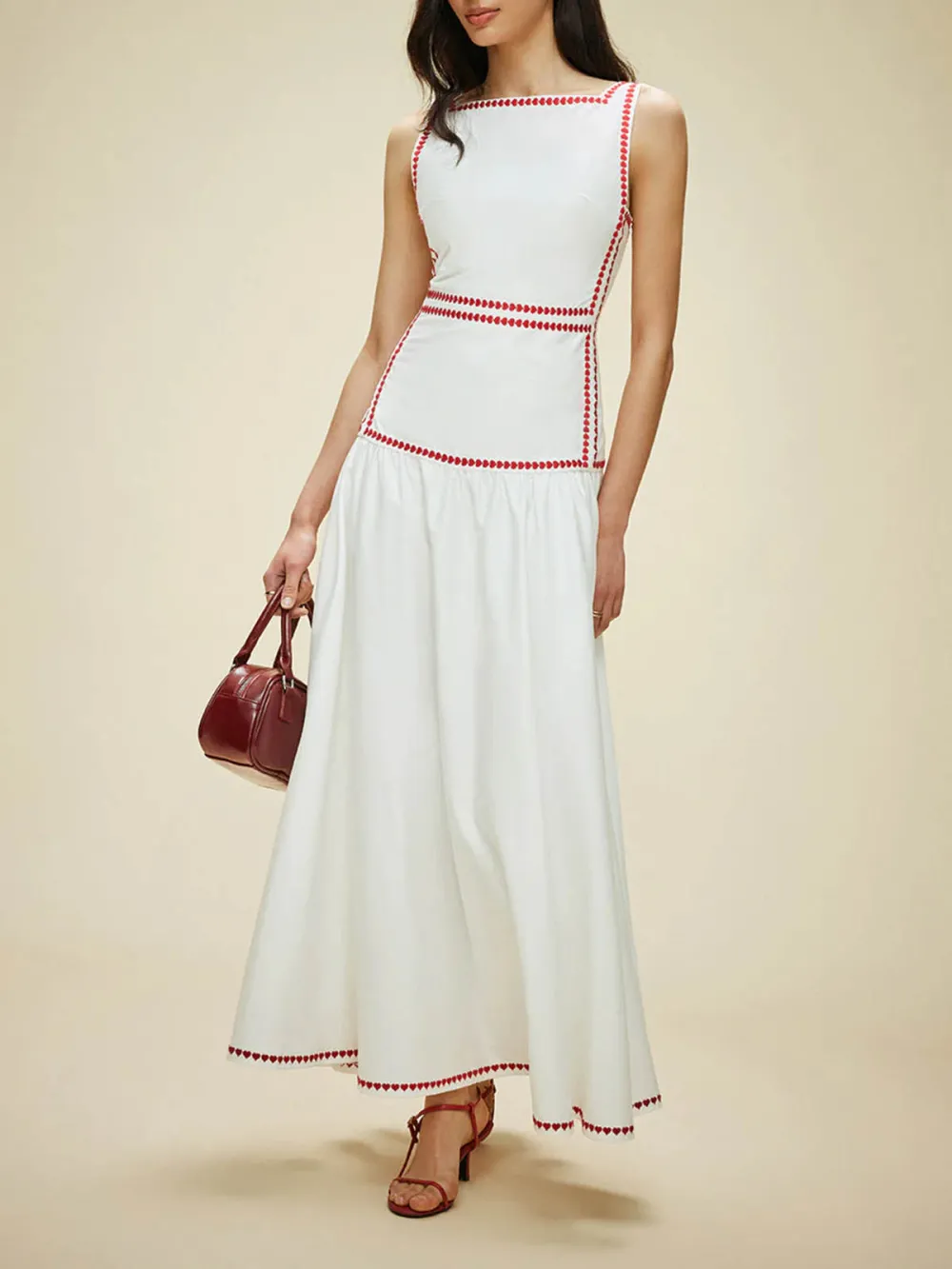 Tied Back Heart Detail Sleeveless Dress