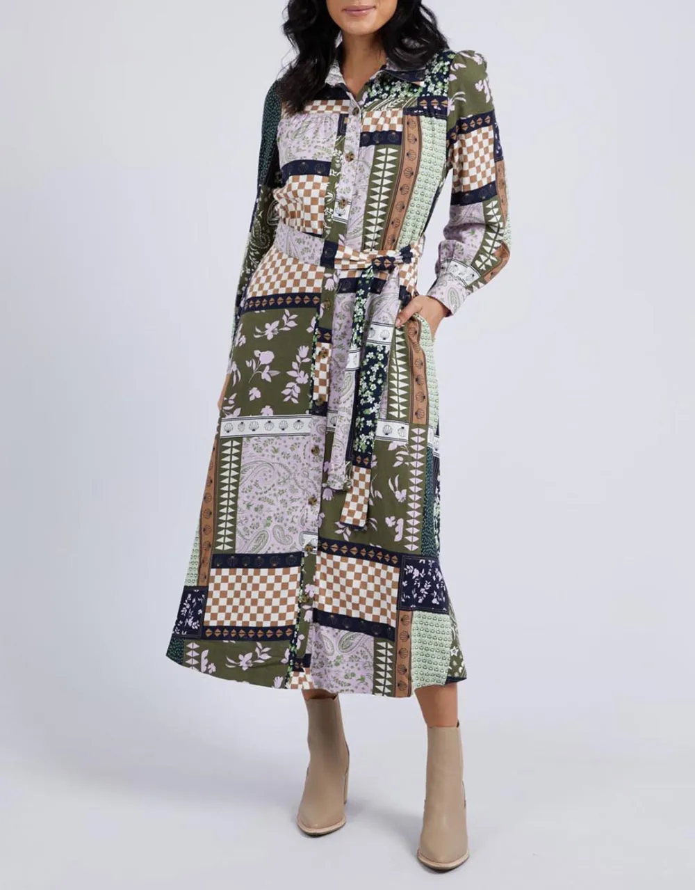 Vetiver Patchwork Dress - Patchwork Print