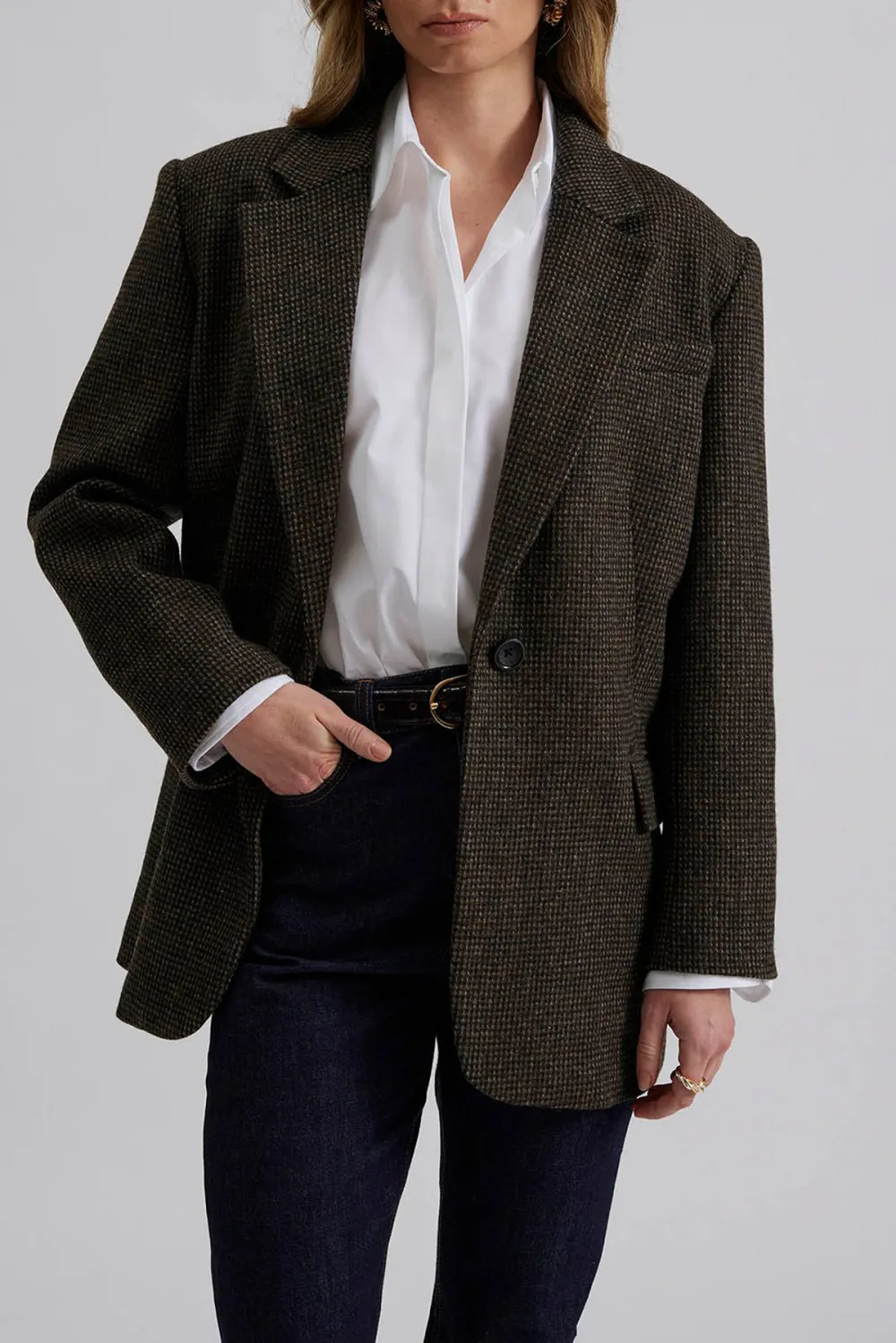 Tweed Style Single Breasted Jacket