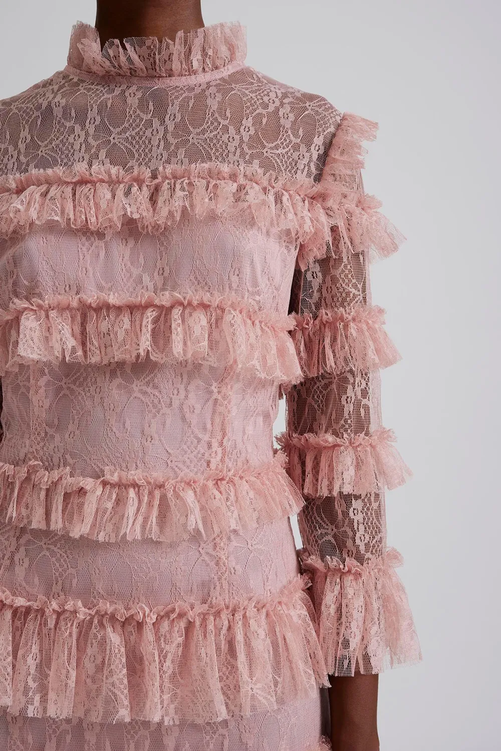 Tiered Fringe Lace Mini Dress