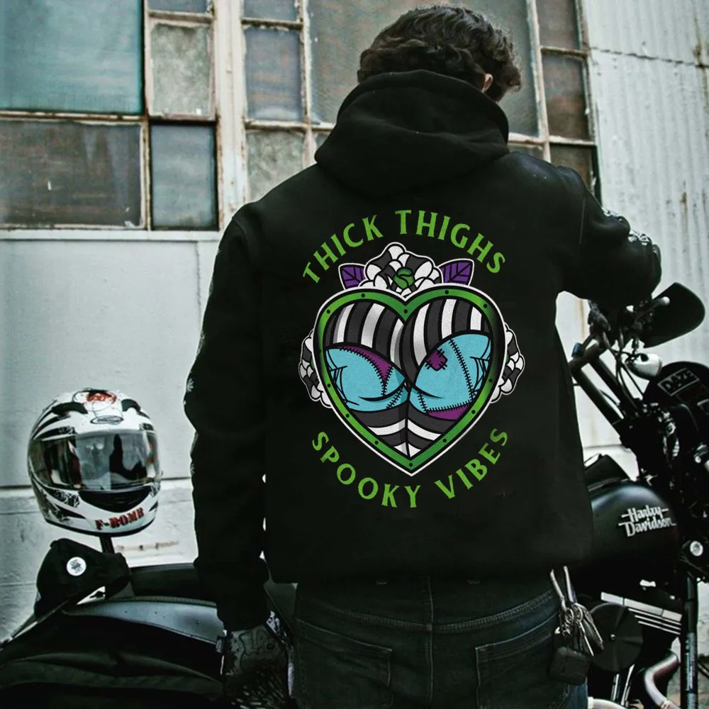 Thick Thighs Spooky Vibes Printed Men's Hoodie