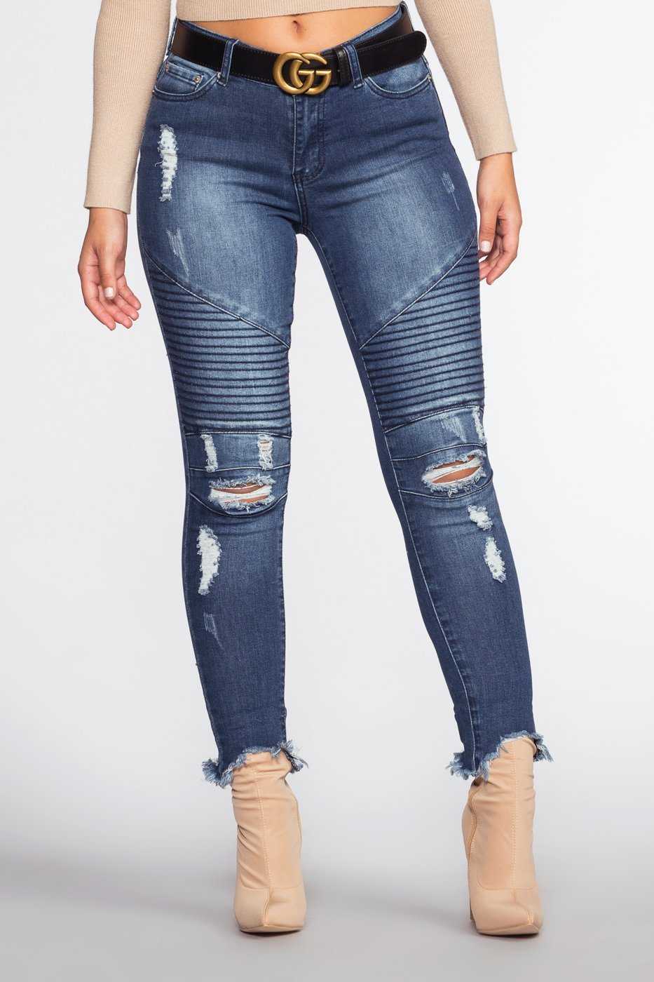 Chic Moto Distressed Skinny Jeans