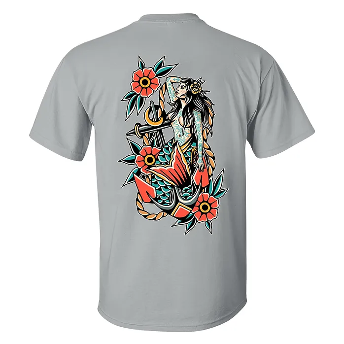 Anchor And Mermaid Printed Men's T-shirt