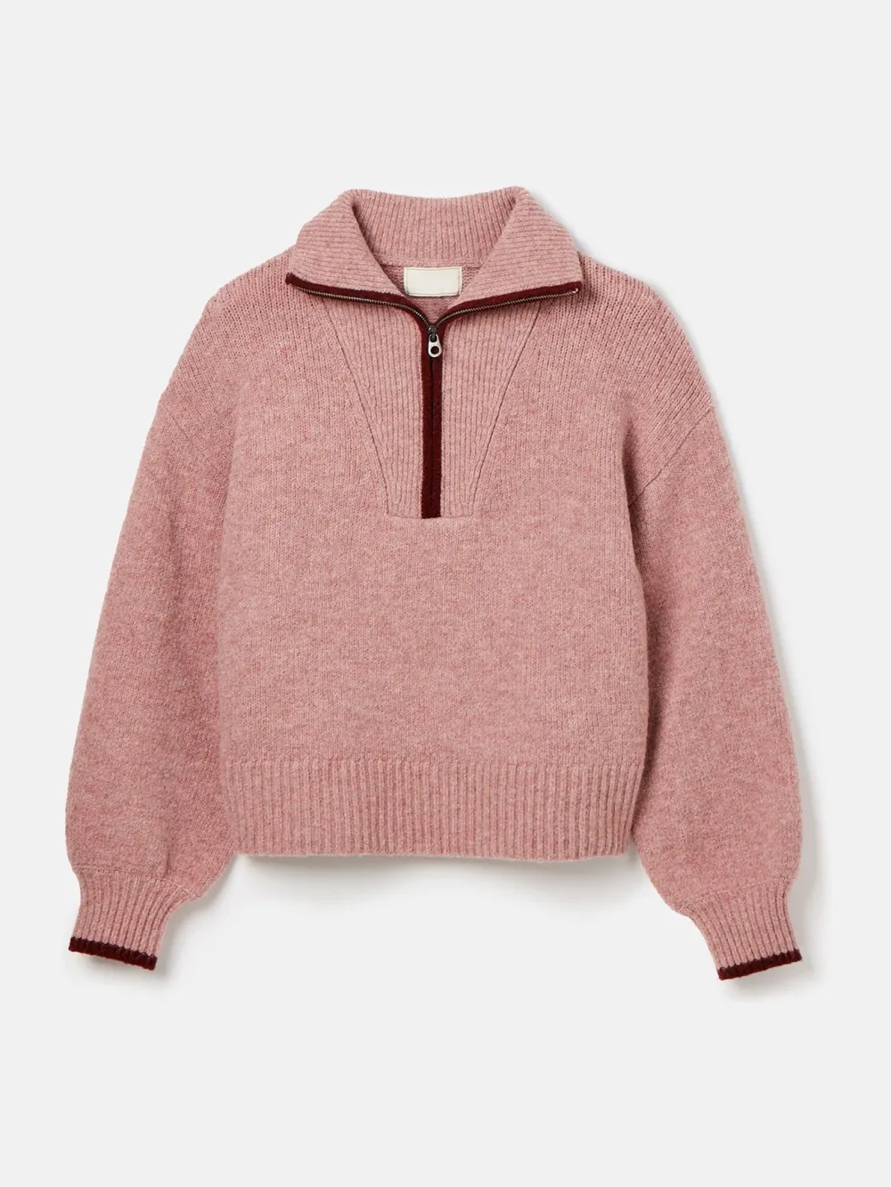 Elmore Pink Knitted Quarter Zip Jumper