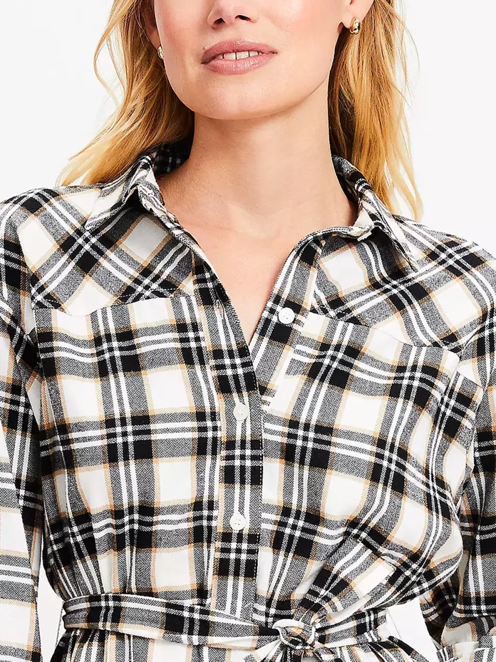 Plaid Belted Mini Pocket Shirtdress